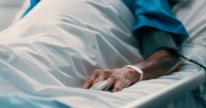 elderly person in hospital bed