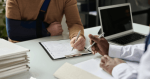 injured person with lawyer