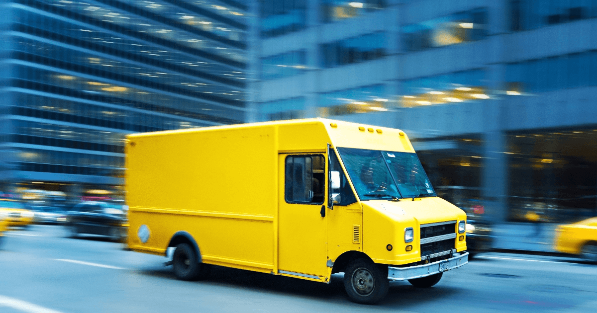 yellow delivery truck in NYC