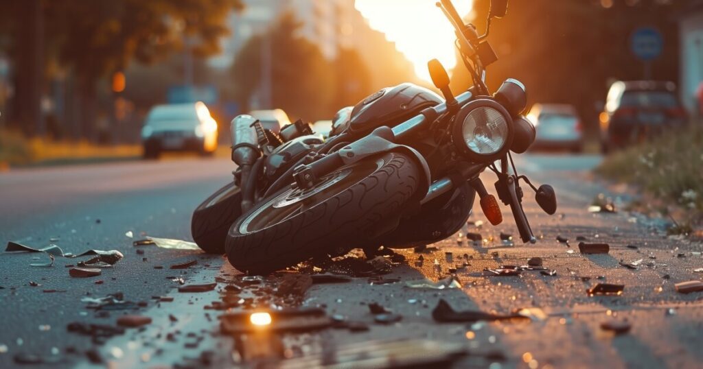 motorcycle on road after crash