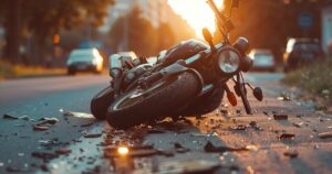 motorcycle on road after crash